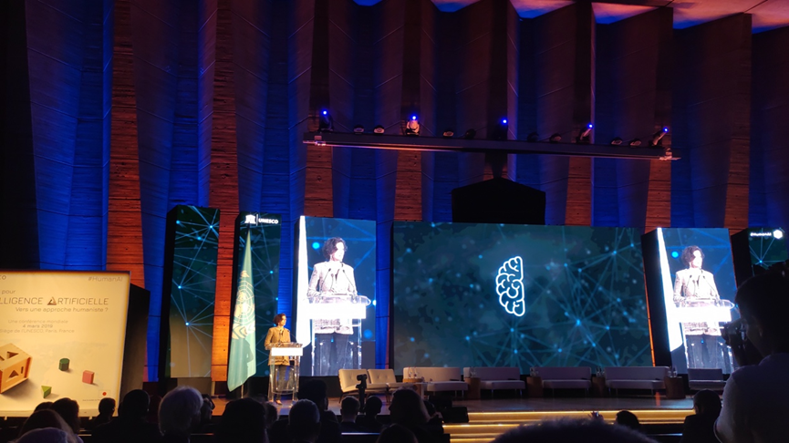 UNESCO Director-General Audrey Azoulay speaking at the Mobile Learning Week 2019