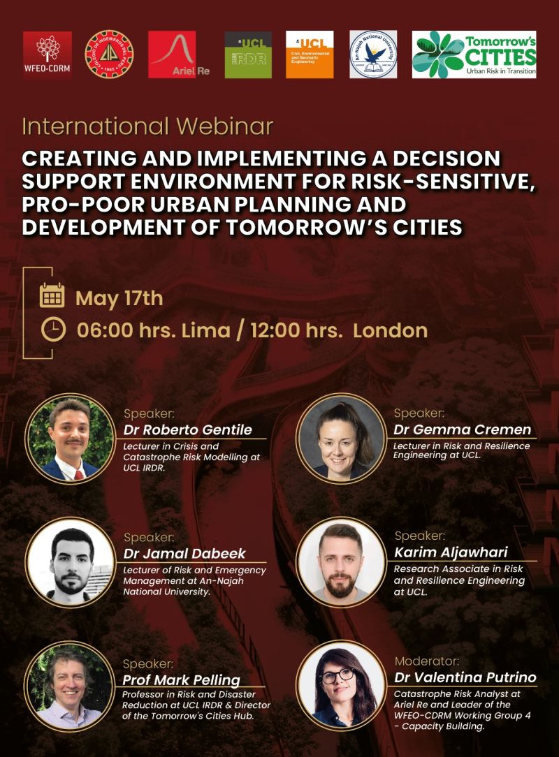 WFEO CDRM webinar “Creating and implementing a decision support environment for risk-sensitive pro-poor urban planning and development of Tomorrow's Cities”