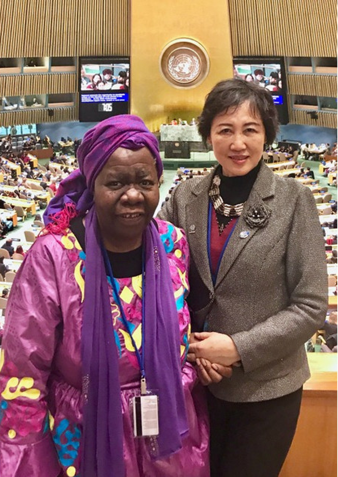 Ruomei Li with Queen Mother Dr. Delois Blakely from New Future Foundation in CSW62, 12 March 2018