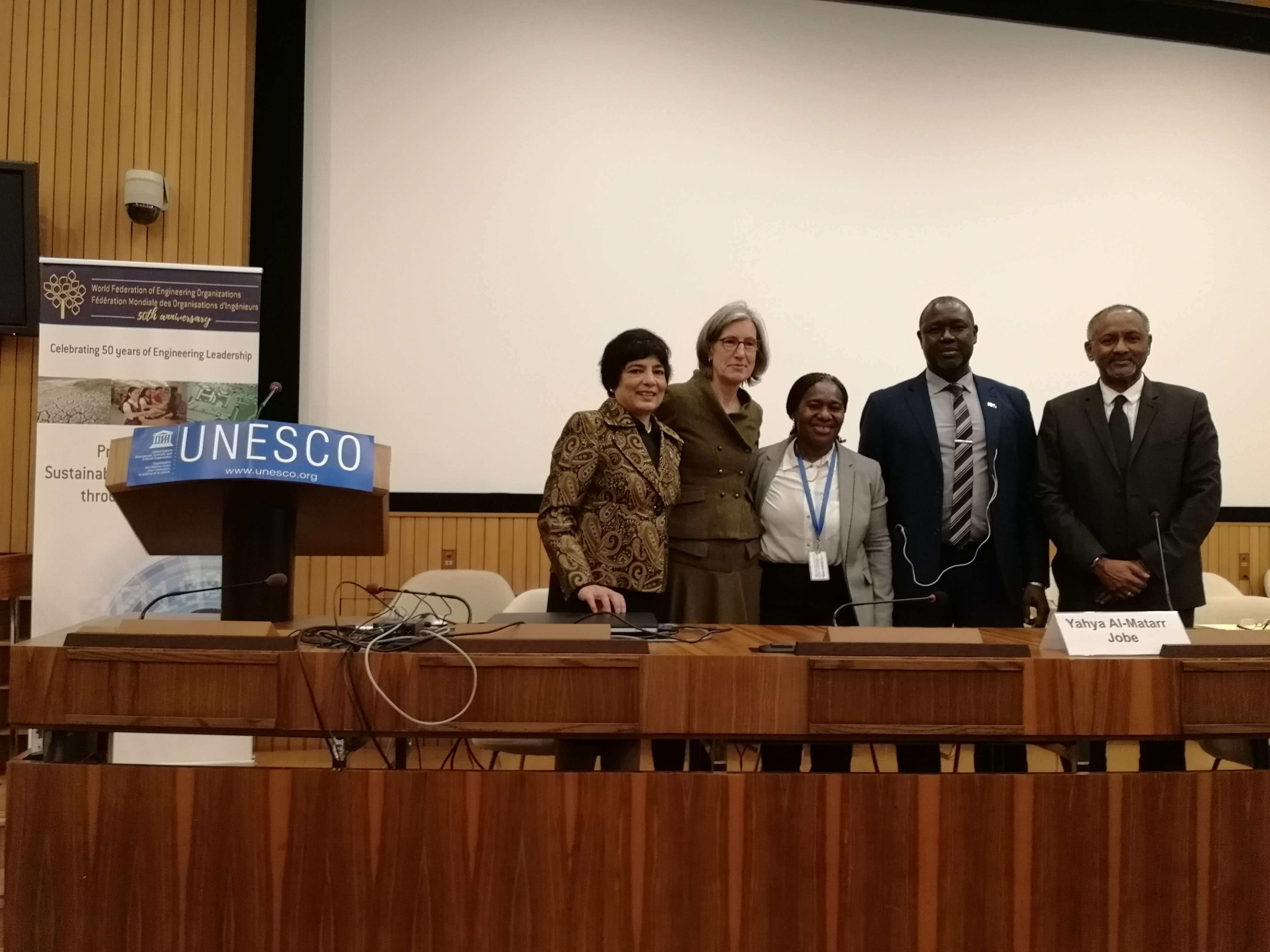 UNESCO leaders with WFEO President Dr. Marlene Kanga