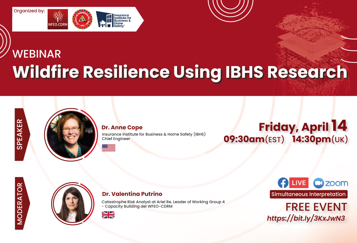 WFEO CDRM Webinar “Wildfire resilience using IBHS research”