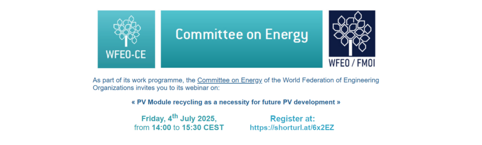 WFEO Committee on Energy webinar “PV Module recycling as a necessity for future PV development”