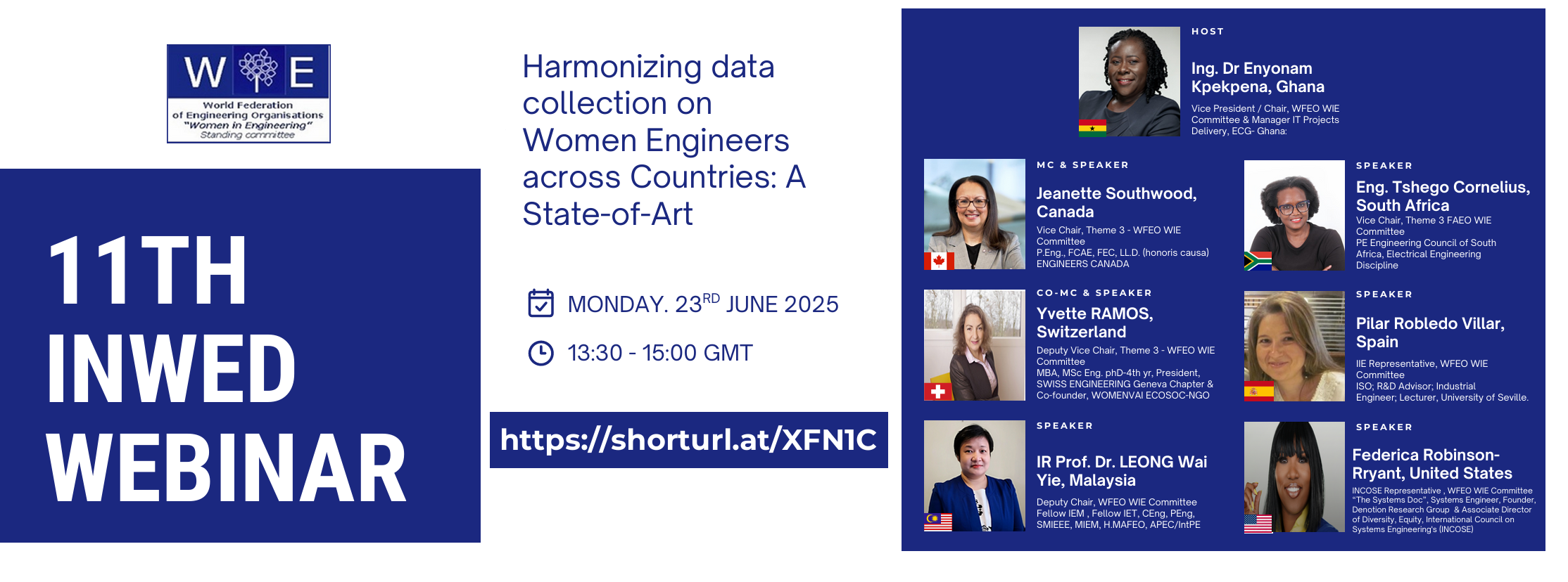 WFEO Committee on Women in Engineering - "11th INWED webinar - Harmonizing data collection on Women Engineers across Countries: A State-of-Art"