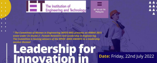 WFEO-WIE webinar “Leadership for Innovation in Engineering”